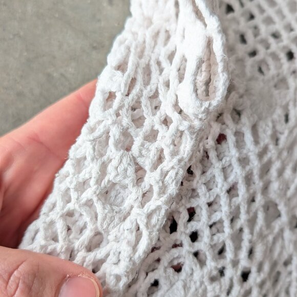 Dressbarn White Open Knit Crochet Short Sleeve Cardigan Sweater size XL - Picture 7 of 8